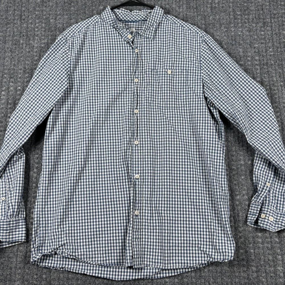 The North Face Gingham Long Sleeve Button Down Shirt Large Blue White Pocket
